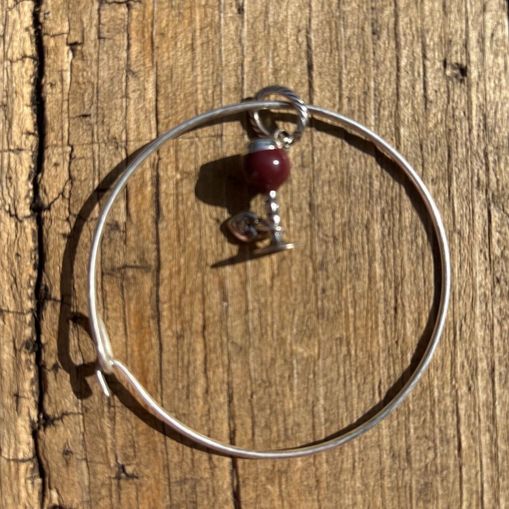 Brighton “I Love Wine” Charm w/ Silvertone Bracelet